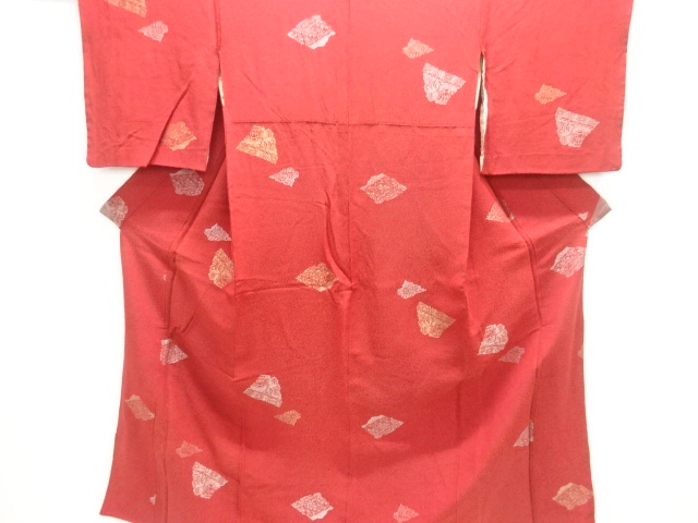 JAPANESE KIMONO / ANTIQUE OMESHI / TAISHO ROMAN STYLE / URUSHI / WOVEN FLOWER